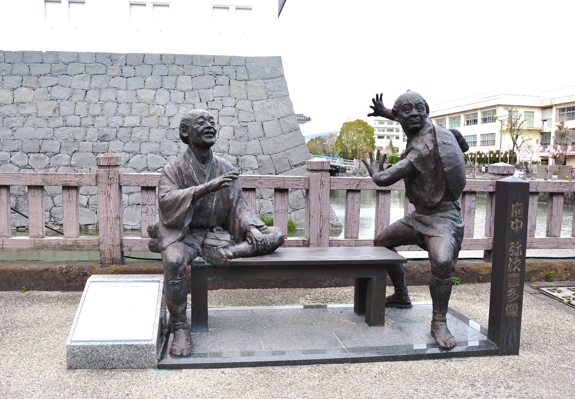 駿府城前の弥次喜多像（東海道中膝栗毛）