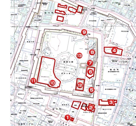 駿府発掘状況地図